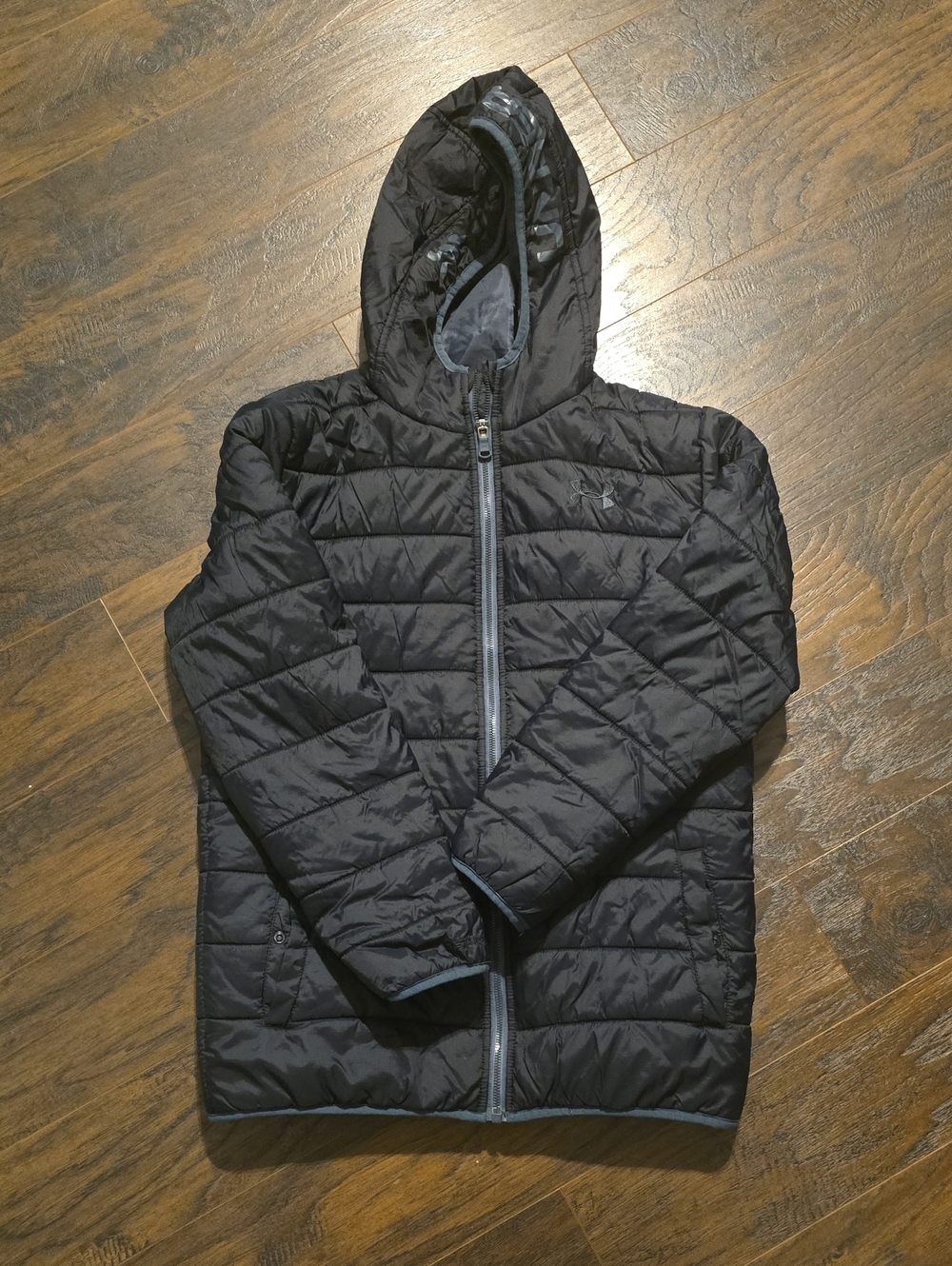 Kid's Black Quilted Hooded Puffer Jacket - Under Armour